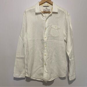 Tommy Bahama Relax Linen Shirt Long Sleeve Button Front Island Modern Fit Large